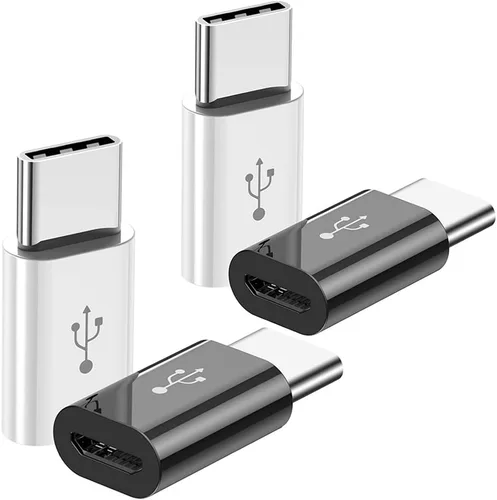 Adaptador Micro USB a USB C (paquete de 4), adaptador Micro-USB hembra a USB-C macho OTG compatible con Samsung Galaxy, LG, Huawei, teléfonos