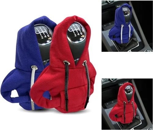 JOYCOURT 2 fundas para palanca de cambios de automóvil, sudadera con capucha cálida y a la moda, perilla de cambio de automóvil, decoración de rojo