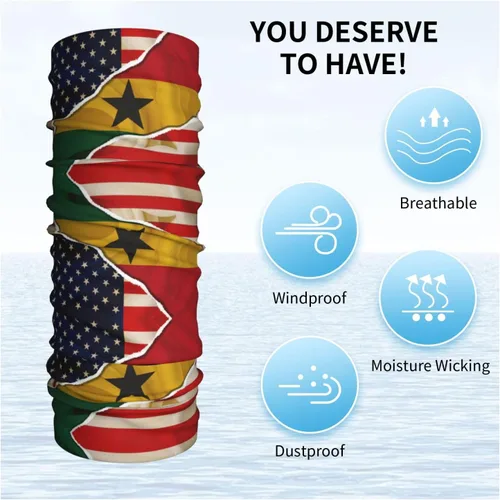 Miniatura 9 de Neck Gaiter Ghana Ghanaian American Flag USA Friendship Face Cover Scarf Uv Sun Protection Balaclava Head Mask for Men Women Fishing Mask Hiking