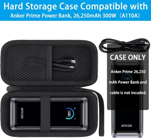 Miniatura 4 de khanka Anker Prime Power Bank, funda de 26,250 mAh, bolsa de viaje dura compatible con Anker Prime Power Bank 26K, 300W, solo funda (negro)
