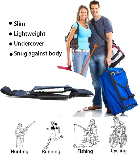 Miniatura 12 de Bolsa de cintura ultrafino con ranuras c/visualización para tarjeta de crédito, para deportes, aire libre, correr, caminar, viajes.