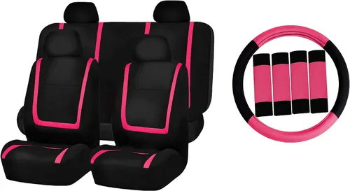 Miniatura 13 de FH GROUP FH-FB032114 fundas de asientos de automóvil de tela lisa exclusivas con funda de volante FH GROUP FH2033 y almohadillas de cinturón