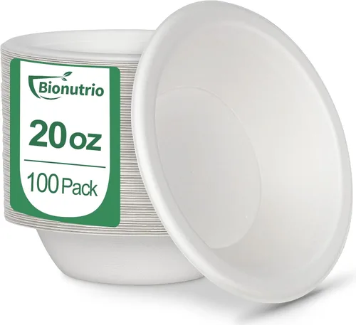 Miniatura 8 de Cuencos desechables de papel para sopa – Paquete de 50 unidades, resistentes, biodegradables y compostables hechos de caña de azúcar, 20 onzas