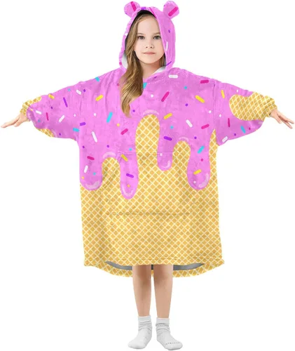 Miniatura 10 de Mantas portátiles para niños, sudadera con capucha tipo manta de gran tamaño, suave y cálida, regalos para niños, niñas y adolescentes de 3 a 14