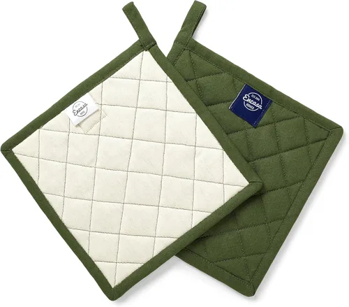 Miniatura 9 de Encasa XO Juego de 2 soportes para ollas de algodón resistentes al calor con lazo para colgar, color azul escocés, almohadillas acolchadas multiusos