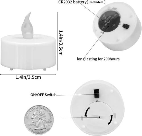 Miniatura 3 de JUNPEI - Paquete de 100 velas de té con luz LED amarilla cálida, velas sin llama, realistas, brillantes y parpadeantes, para regalo y celebración