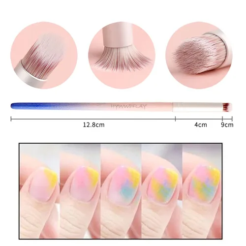 Miniatura 4 de 6 piezas Ombre Nail Brush Wood Nail Pen Ombre Brush para uñas de gel, cepillo degradado de uñas, pinceles de diseño de uñas, kit de pintura de uñas