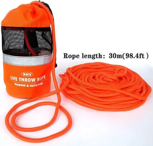 Miniatura 7 de BNY - Bolsa de tiro para rescate acuático con cuerda flotante reflectante de 98 pies, línea de lanzamiento flotante para kayak, navegación en aguas