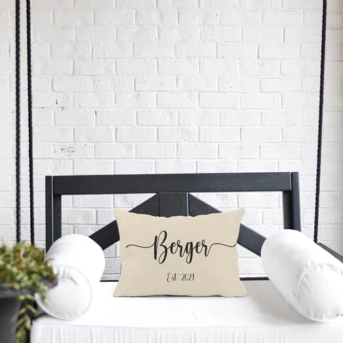 Miniatura 2 de Girls Love A Monogram Almohadas de boda para parejas, almohada personalizada única con nombres, regalo de inauguración de la casa (diseño 1)
