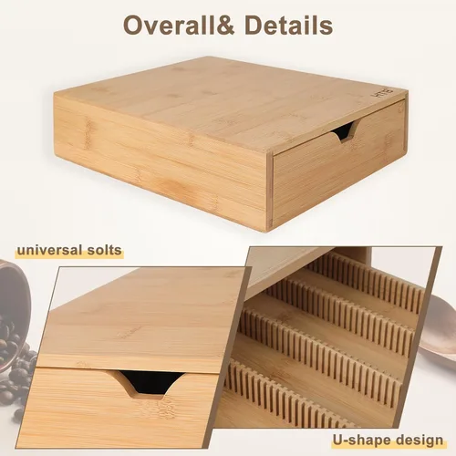 Miniatura 6 de HTB Cajón de almacenamiento de cápsulas de café para organizar cápsulas Nespresso, puede usarse en estación de café, cocina, hogar, oficina
