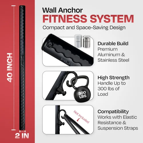Miniatura 2 de Aluminum Wall-Mounted Anchor Fitness System - Adjustable, Multi-Functional, Space Saving Home Gym Solution for Strength Training, Workout Goals