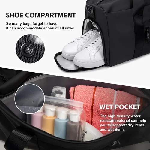 Miniatura 4 de ARCTIC HUNTER AH Bolsa de gimnasio pequeña para hombres y mujeres con compartimento para zapatos, ideal para deportes, viajes y viajes nocturnos