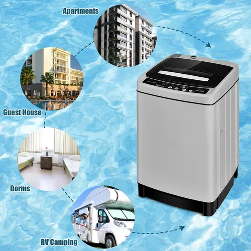 Miniatura 6 de ARLIME Lavadora portátil 2 en 1, lavadora completamente automática de 1.5 pies cúbicos de capacidad, lavadora y secadora giratoria con manguera Gris