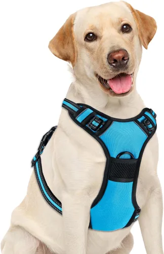 Miniatura 6 de Arnés para perro sin tirones, chaleco ajustable reflectante con clip frontal para mascotas con asa de fácil control para perros medianos y grandes