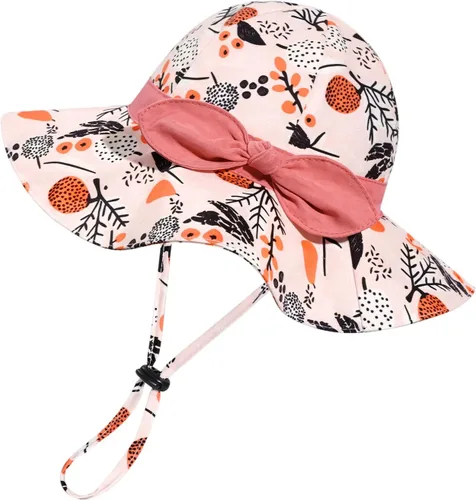 Miniatura 106 de Sombrero de sol para bebé niña con UPF 50+ sombrero de playa ajustable para exteriores con ala ancha