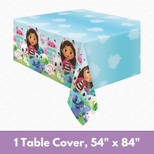 Miniatura 5 de Gabby - Decoraciones de fiesta de casa de muñecas – 16 platos, servilletas, cubierta de mesa, tenedores, calcomanías, decoraciones de cumpleaños