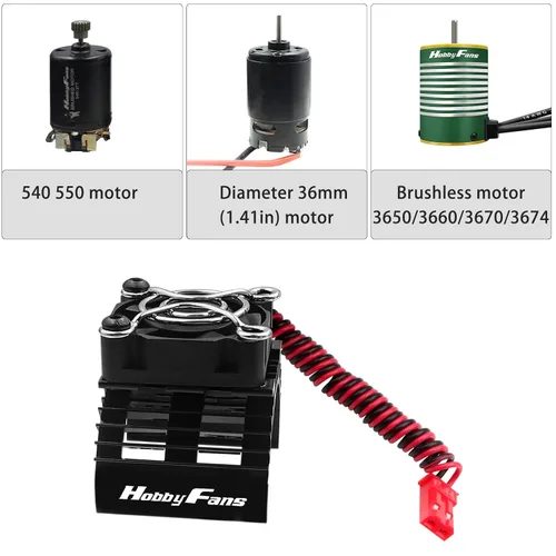 Miniatura 2 de Disipador de calor de motor RC con ventilador de enfriamiento de 5 V, apto para 540 550 3650 F540 3660 3670 Tamaño sin escobillas Motor Disipador
