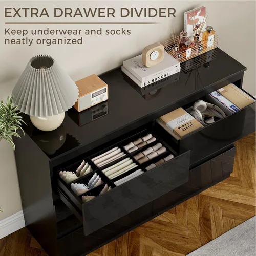 Miniatura 4 de Cómoda de 6 cajones para dormitorio, cómodas de madera de 47" de ancho, cómoda moderna con cajones para almacenamiento de ropa, organizador
