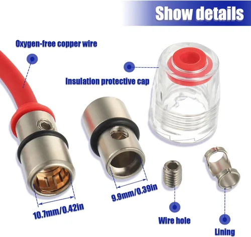 Miniatura 3 de BOJACK Cable de alimentación AWG calibre 8 de 1 pie con soporte de fusible AGU de 80 amperios para audio de automóvil, alarma, amplificador