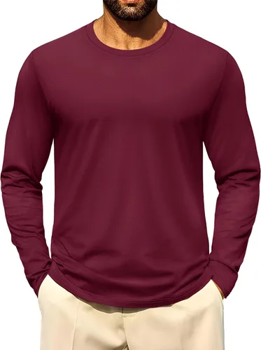 Miniatura 21 de Cotrasen - Camisetas básicas de manga larga para hombre, de algodón, con cuello redondo, transpirables, suaves y casuales