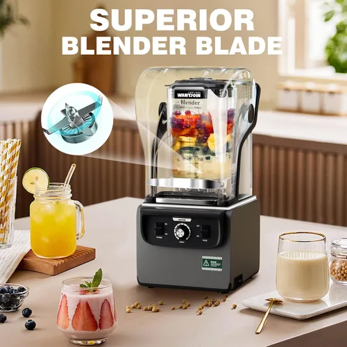 Miniatura 4 de Wantjoin Licuadora Comercial Silenciosa para Cocina, Licuadora de Batidos de Proteína, Máquina de Alimentos Eléctrica de Encimera Profesional