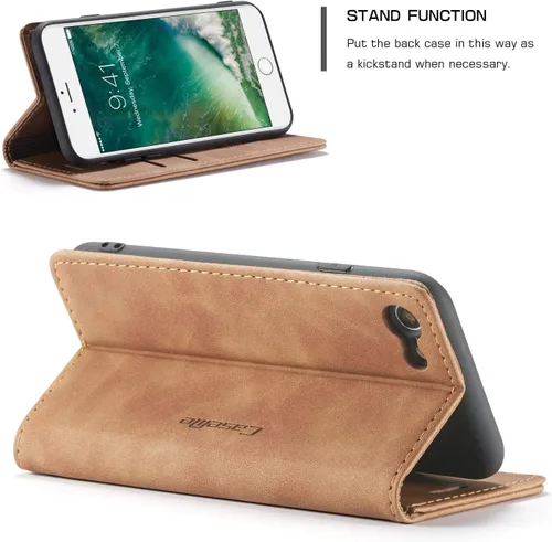 Miniatura 6 de SINIANL Funda para iPhone 7/8, Funda de cuero tipo billetera con tarjetero Cierre magnético Kickstand a prueba de golpes Fundas protectoras