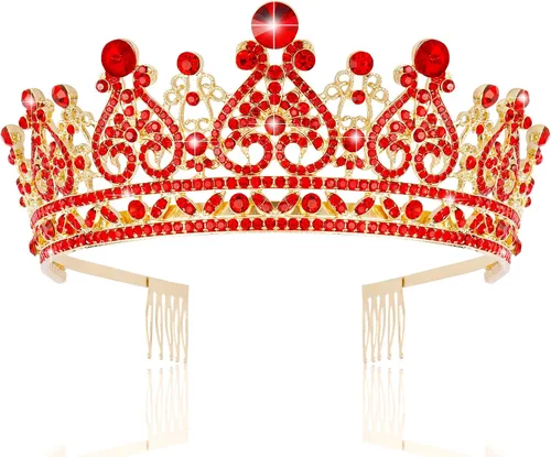 Miniatura 10 de TOBATOBA - Tiaras y coronas para mujer; tiara nupcial de cristal para novia; corona de reina princesa real; tocados de quinceañera para 15 años