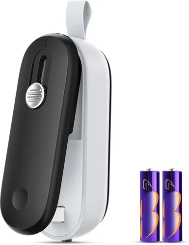 FEPPO - Mini sellador de bolsas al vacío, sellador térmico 2 en 1 con cortador, máquina reselladora portátil para papas fritas, bolsas de plástico,