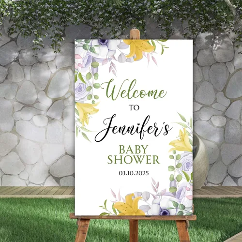 Miniatura 11 de Letrero de bienvenida personalizado para baby shower, con texto en inglés «A Little Sweetheart on the way» Baby Shower, cartel de bienvenida