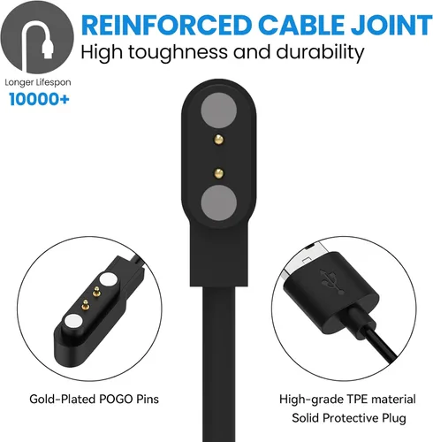 Miniatura 3 de Para reloj inteligente militar cargador K27 K28 K55 C20 C16 Smartwatch Cable de carga (negro y negro)