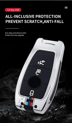 Miniatura 6 de Funda para llaves para Mercedes Benz A C E S CLA CLS GLA GLB Llavero Shell Bolsa Accesorios Protector 3/4 Botones, 3 botones-negro