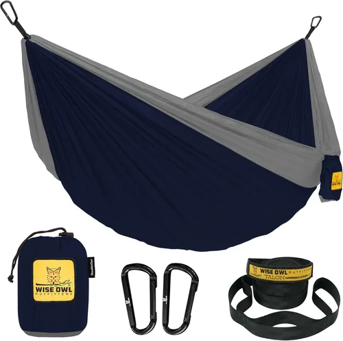 Miniatura 30 de Wise Owl Outfitters Hamaca de camping – Hamaca portátil de 500 libras con correas de árbol – viajes, mochileros, senderismo, equipo de campamento al