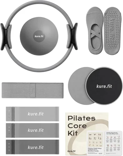 Miniatura 24 de Kit de pilates para mujer - Juego de equipo de pilates para el hogar con anillo, pelota y bandas de resistencia Kit de pilates con accesorios