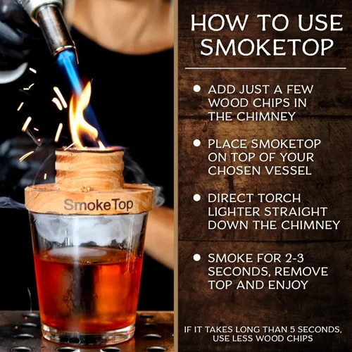 Miniatura 8 de SmokeTop Kit de ahumador de cóctel con virutas de madera de 4 sabores, kit de ahumador de cóctel y papas fritas para cócteles antiguos, whisky