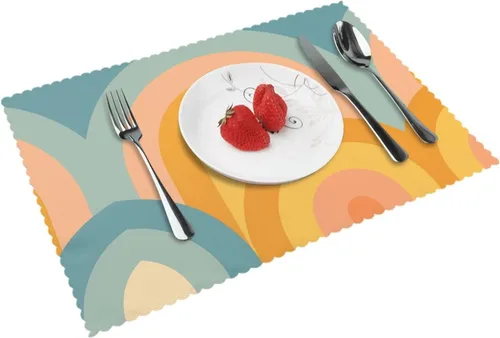Miniatura 13 de Juego de 4 manteles individuales rectangulares, resistentes al calor, 4 manteles individuales impresos para cocina y comedor Caramelo 4