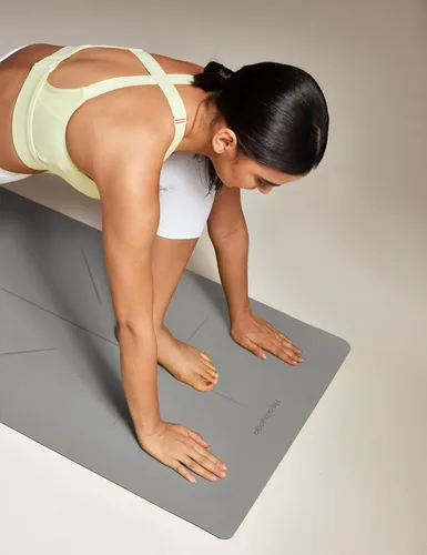 Miniatura 6 de Heathyoga Tapete de Yoga Antideslizante Ecológico, Sistema de Alineación Corporal, Material TPE Certificado por SGS - Superficie Texturizada Carbón