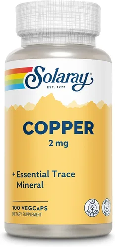 Solaray Cobre 2 mg | Formación saludable de glóbulos rojos, apoyo de la función inmunológica y nerviosa | Sin OMG | 100 unidades
