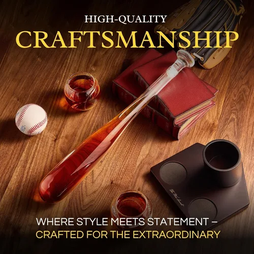 Miniatura 5 de Regalos de béisbol para hombres, juegos de decantador de whisky para hombres, juego de decantador de bate de béisbol de 20 onzas con 2 vasos, regalo