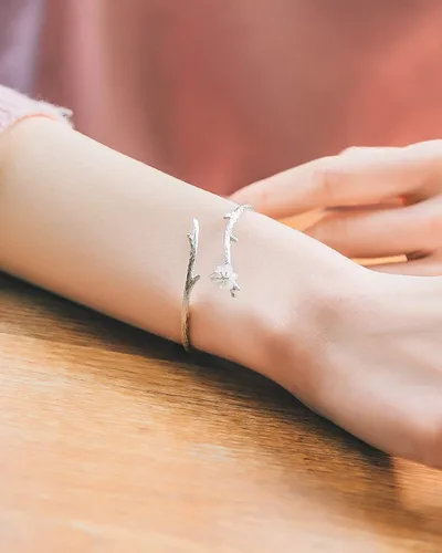 Miniatura 2 de Jeeless Sakura - Pulsera de apertura ajustable de plata de ley 925