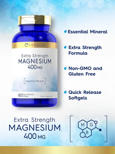Miniatura 3 de Carlyle Óxido de magnesio 400 mg 180 cápsulas blandas Mineral esencial Suplemento sin OMG y sin gluten