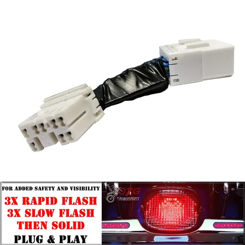 Miniatura 2 de Módulo de intermitente estroboscópico de freno Plug and Play para motocicletas Harley Alerta trasera de seguridad luz trasera LED halógena