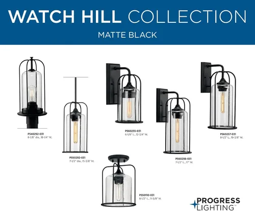 Miniatura 11 de Progress Lighting Watch Hill Collection - Farol de pared grande con textura de cristal transparente negro con textura de 1 luz para casa de campo