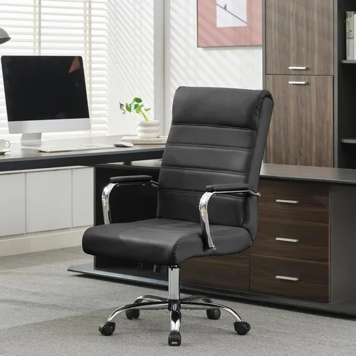 Miniatura 9 de Silla de escritorio de oficina, sillas modernas de cuero para sala de conferencias, silla ergonómica de respaldo alto, silla ejecutiva giratoria