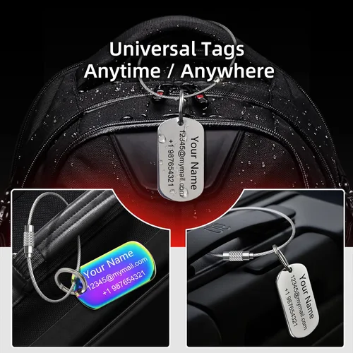 Miniatura 5 de Etiquetas de equipaje personalizadas para maletas y mochilas, etiquetas de nombre personalizadas de metal de acero inoxidable para niños, mujeres