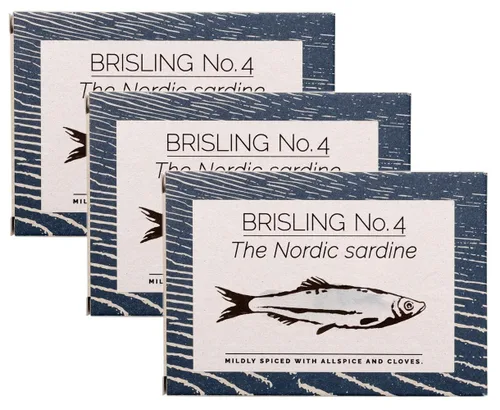 Fangst Brisling No. 4 | Sardina nórdica enlatada con pimienta de Jamaica y clavo | 3 latas de 3.53 oz