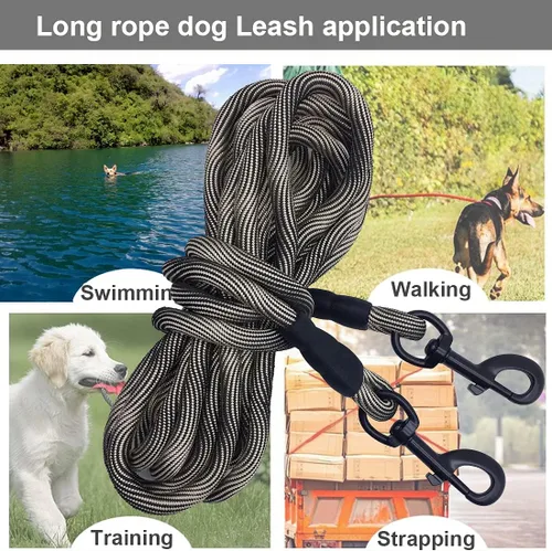 Miniatura 7 de BTINESFUL Correa de Amarre para Perro, Cuerda de Control Correa de Cuerda Larga, 8ft 12ft 20ft 30ft 50ft 75ft Correa para Perros de Patio - Perros