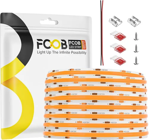 Miniatura 48 de Tira de luces LED COB DC24V de 16.4 pies, 6000 K, blanco frío, 320 LED, flexible, de alta densidad, uniforme, brillante, 9W/m, CRI90+ regulable
