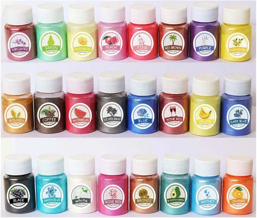 Miniatura 7 de 14 piezas de pigmento brillante en polvo de mica en polvo de mica de color nacarado en escamas de resina epoxi polvo luminoso para kit de limo
