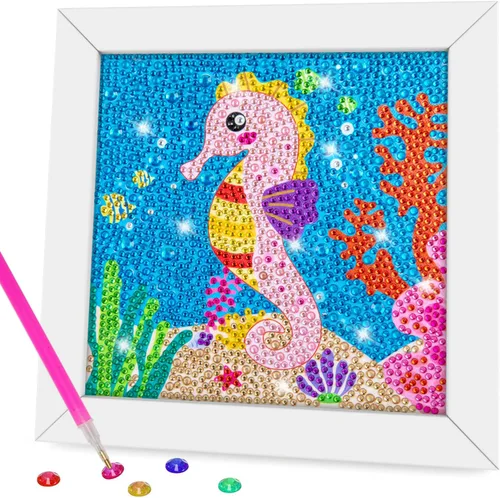 Miniatura 18 de QEUOYSS Kit de arte de diamantes para niños con marco de madera, arte y manualidades para niños de 6 a 8 a 10 a 12 años, arte de diamantes fácil