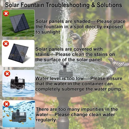 Miniatura 3 de Kit de bomba de fuente solar con panel solar separado, bomba de agua solar mejorada de 1.8 W con cable de 3 M de largo y 4 boquillas Fuente de agua